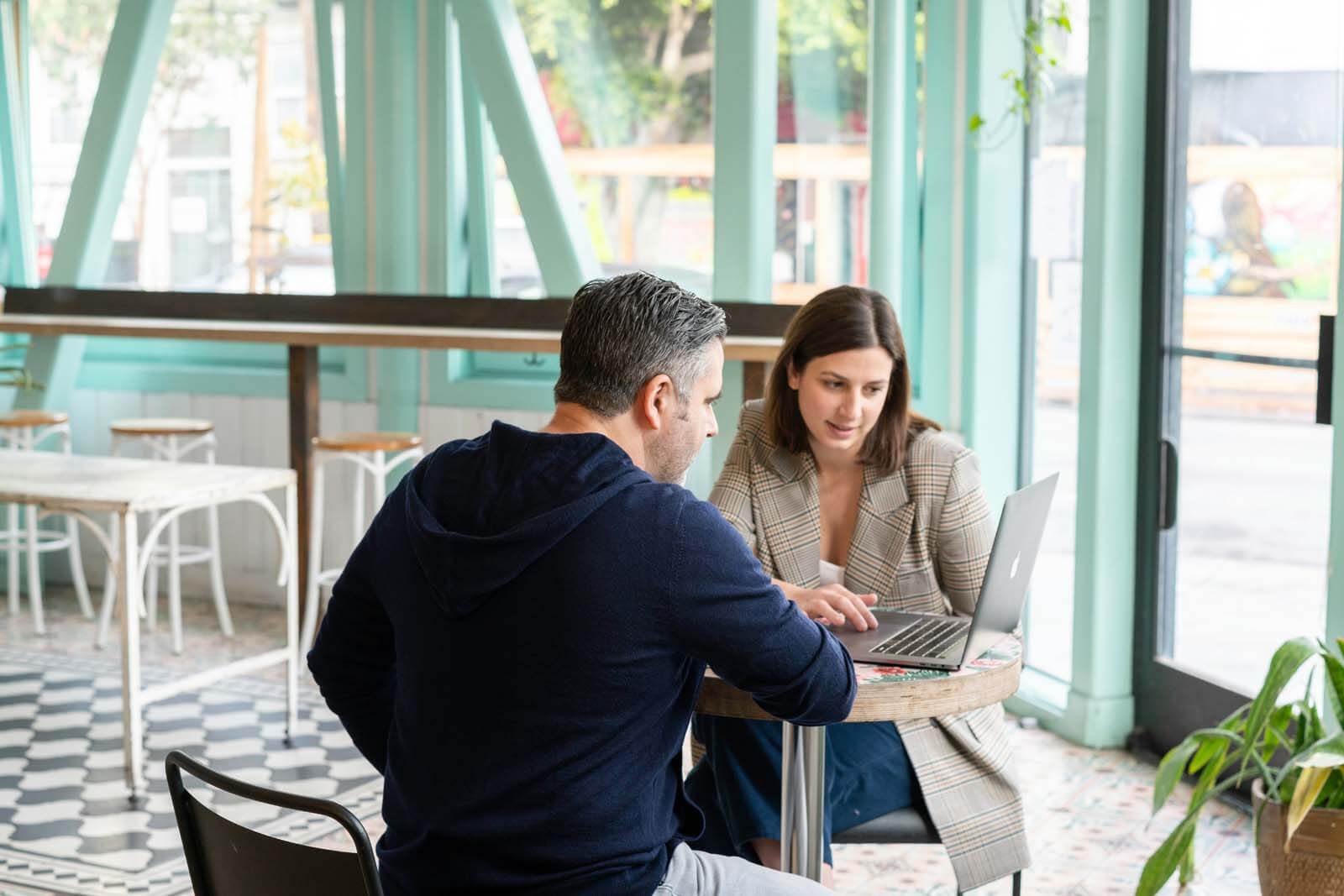 Two workers in discussion