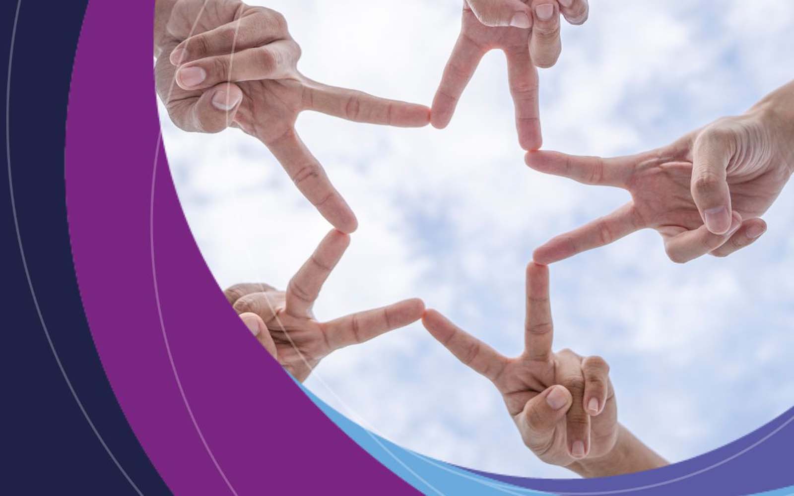 Five people making a star sign with their hands