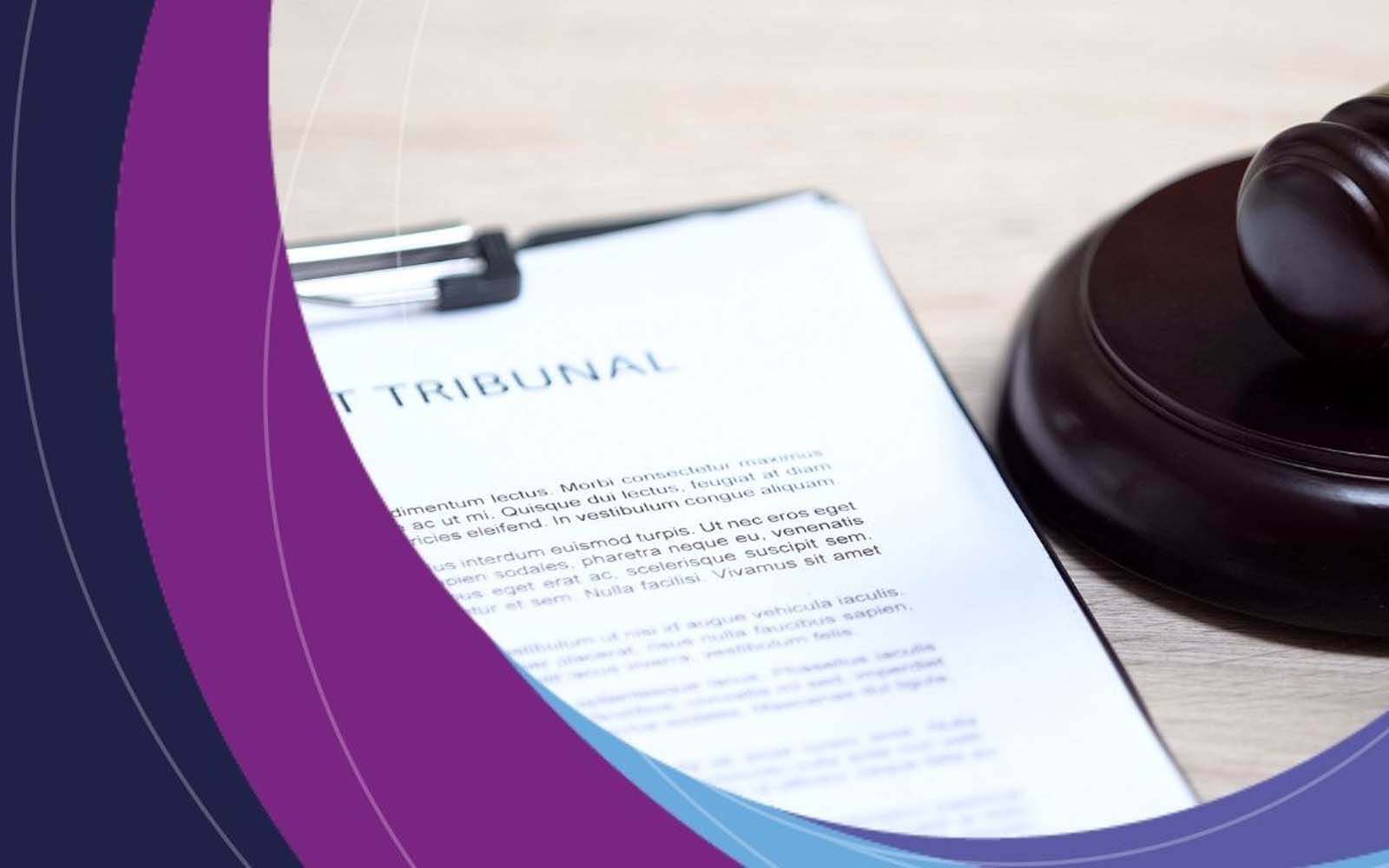 A clipboard and gavel