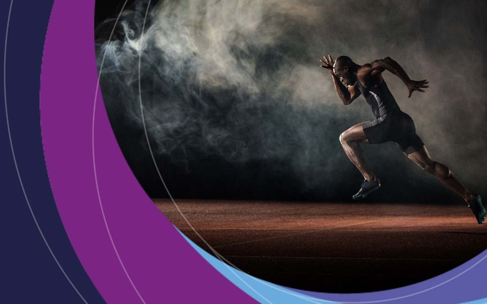 A graphic of an athlete running