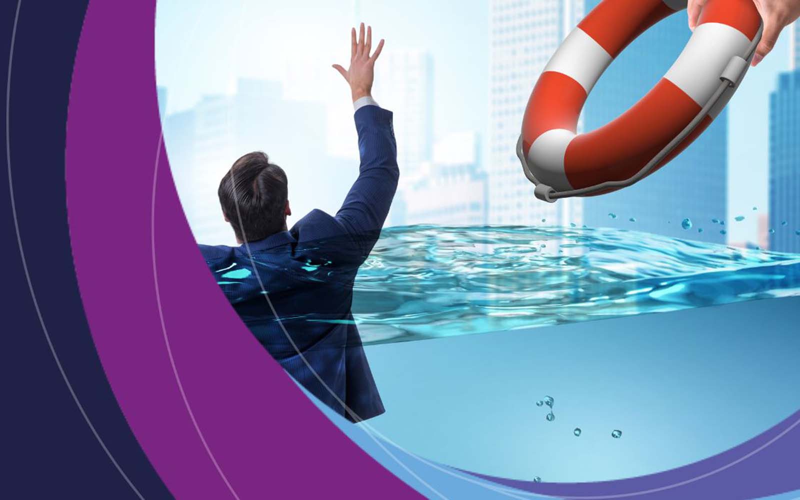 A graphic of a man drowning